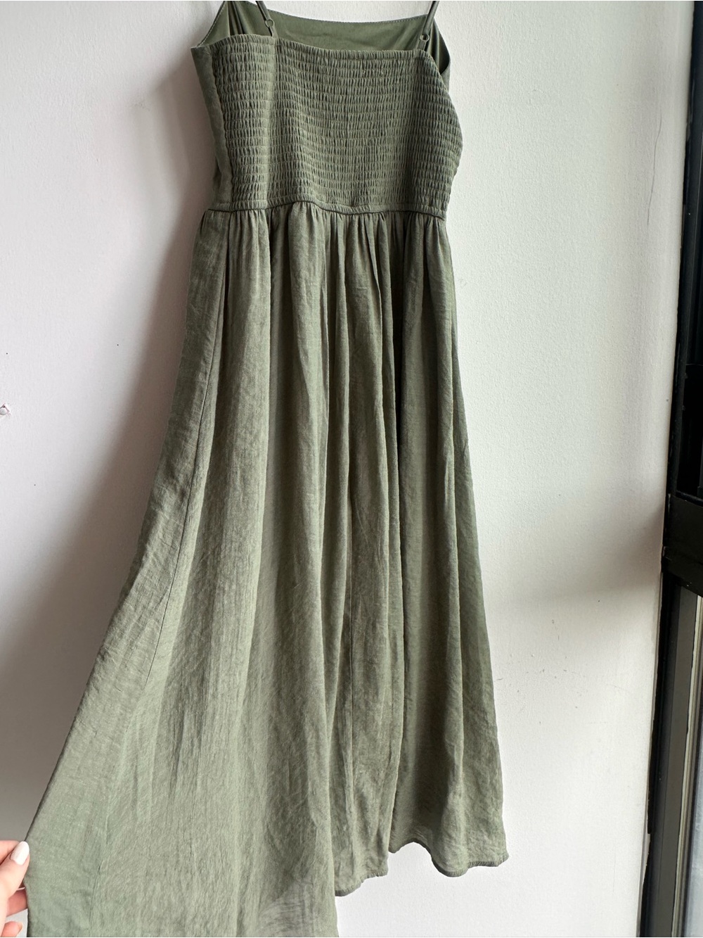 Women's Olive Green A-Line Dress - Picture 9 of 11